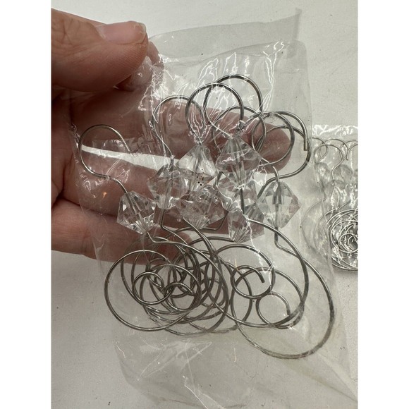 20 BANBERRY DESIGNS Christmas Ornament Hooks Clear Acrylic Silver Wire Ornament - Picture 3 of 4